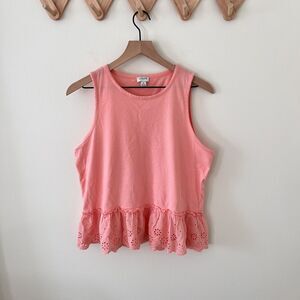 J. Crew Factory Pink Sleeveless Tank Top Blouse Shirt Loose Peplum Flowy Medium